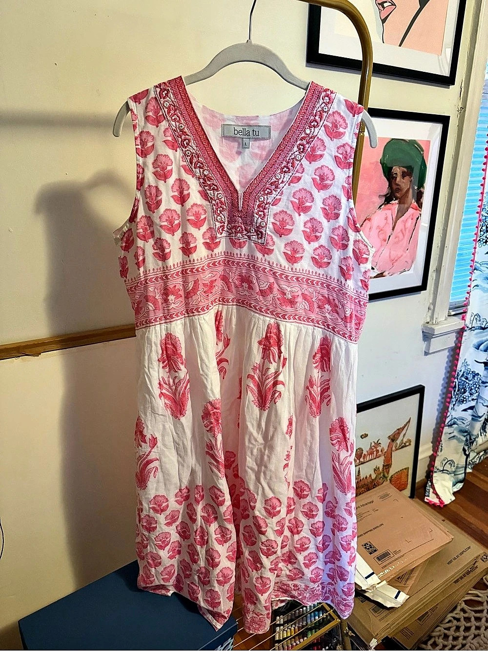 bella tu Floral Maxi Dress in Pink & White